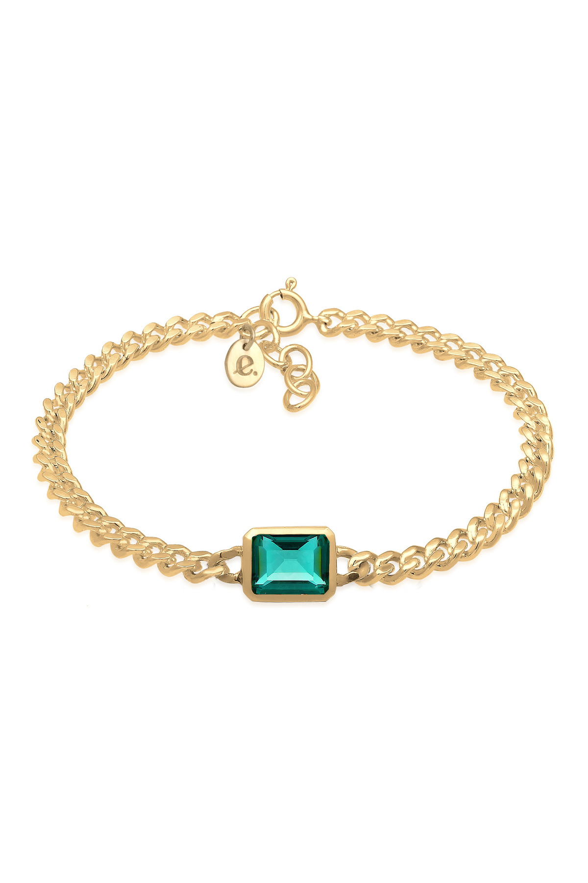 ELLI Bracelet Panzerkette Quarz Edelstein Grün 925er Silber für Damen - 16 cm