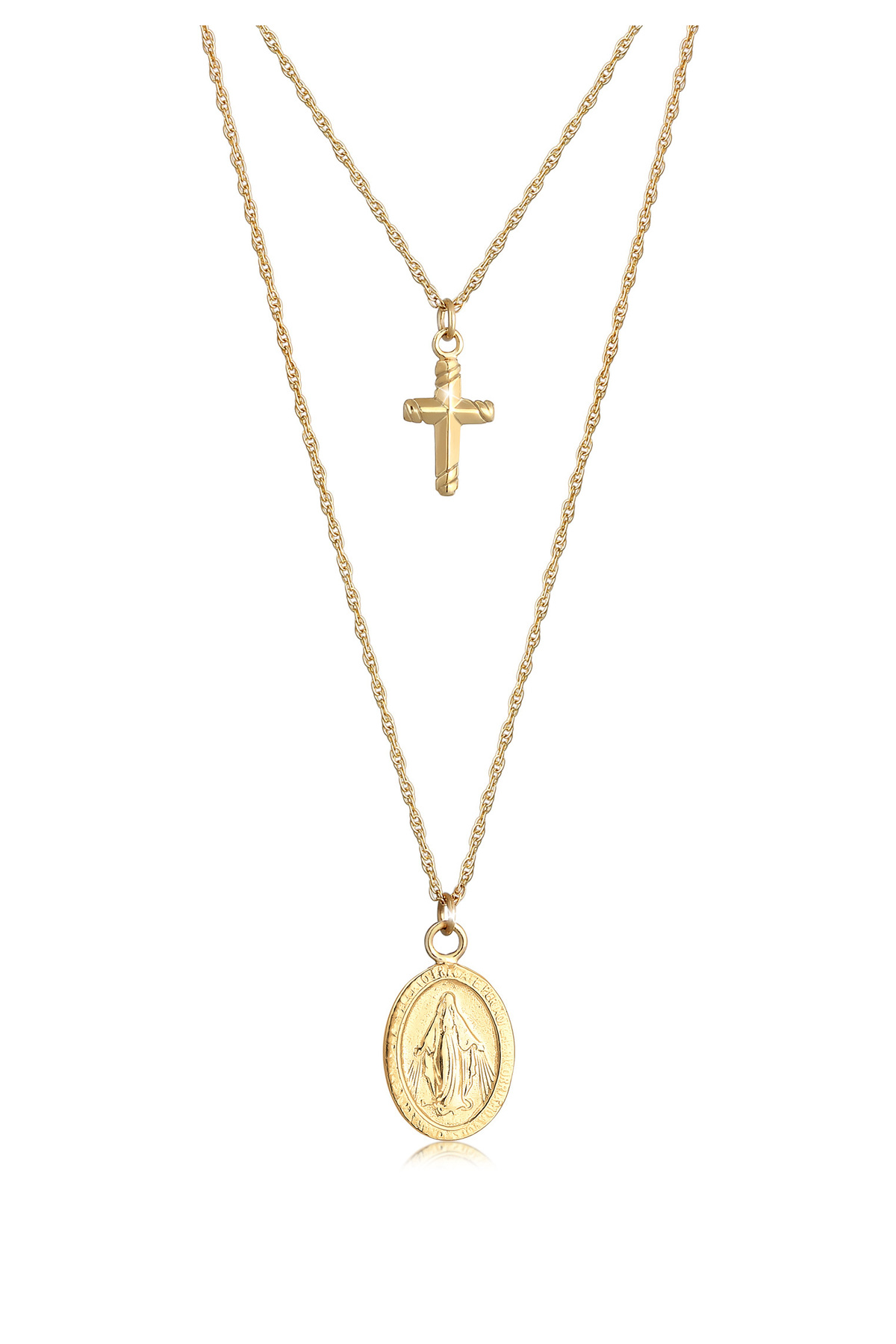 ELLI Halskette Kreuz Jung Maria Offizielle Halskette Religiös 925 Sterling Silber für Damen - 40 cm