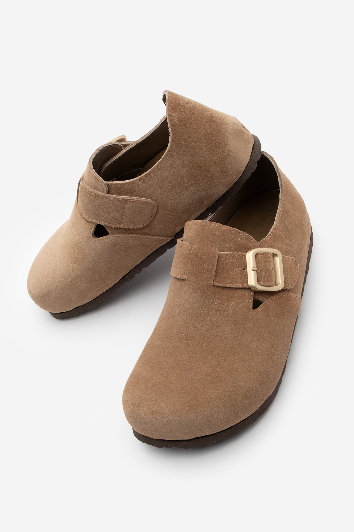 Marjin Sandalen Aus Echtem Leder Mit Eva-sohle Und Geschlossener Rückseite, Daily Sabo-sandalen, Befun, Kamel-wildleder für Damen - 39