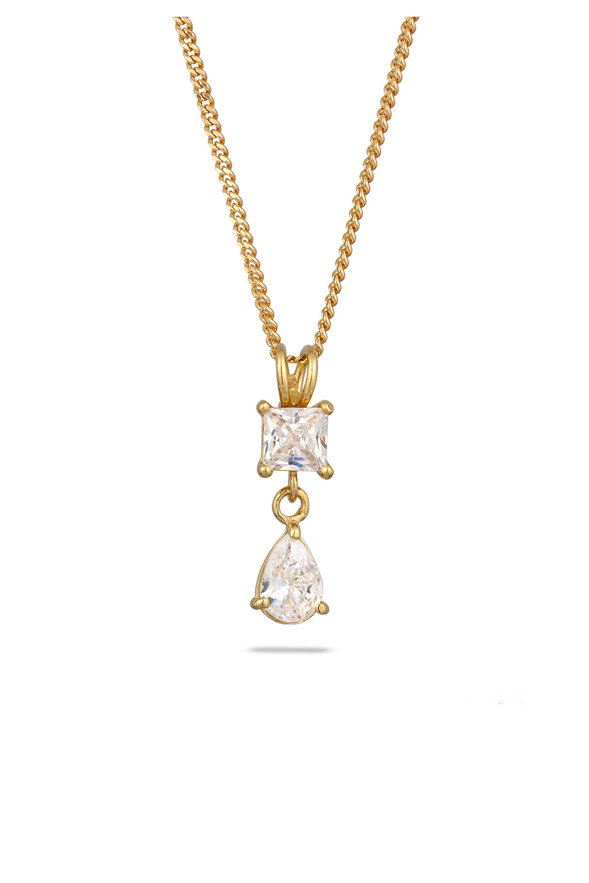 ELLI Halskette Kette Mit Stein Tropfen Anhänger Panzerkette Zirkonia Tropfenschliff Weiß 925 Sterling S für Damen - 48 cm