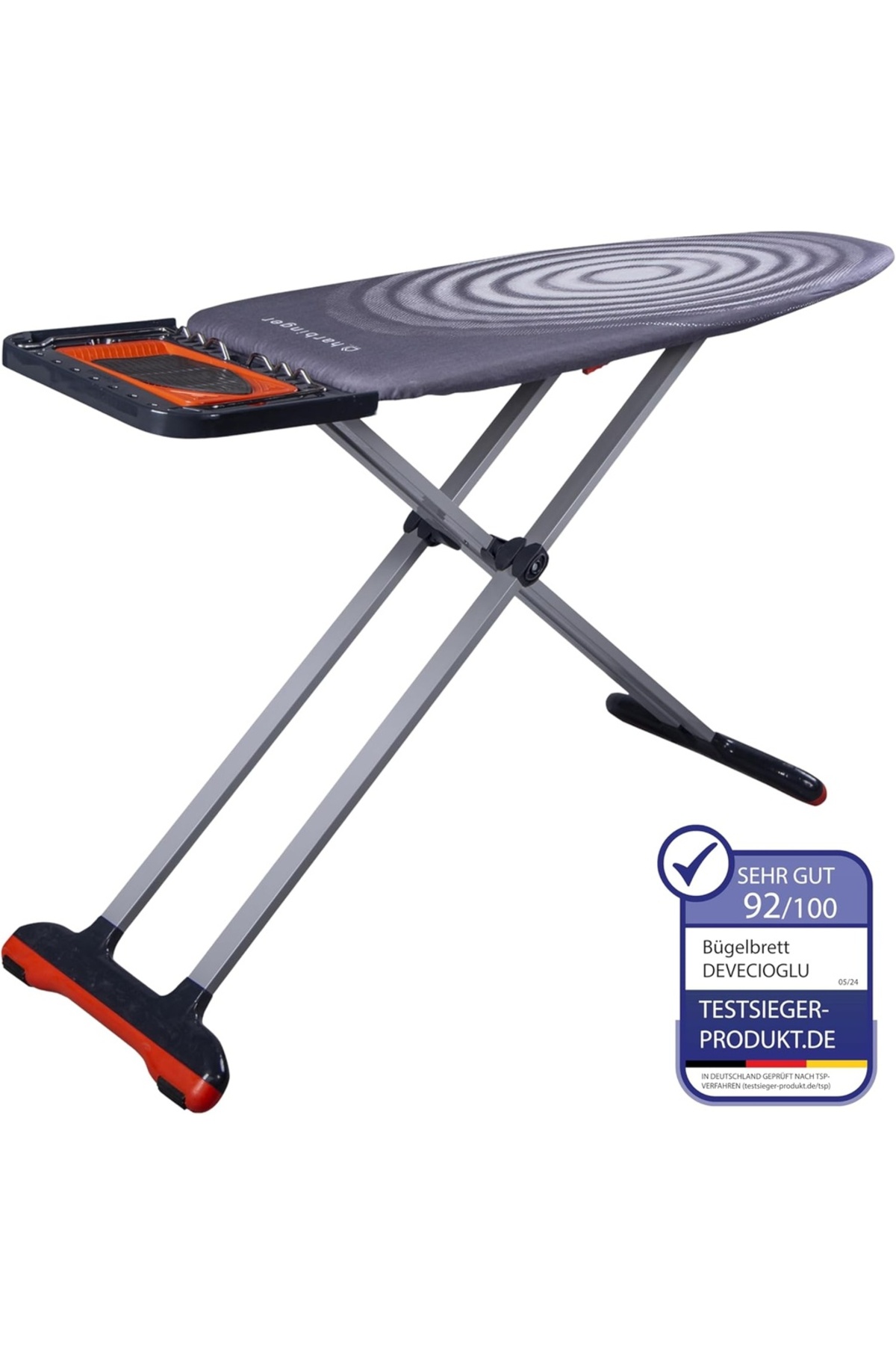 HARBINGER Bügelbrett, Bügeleisen Ablage, Bügelbrettbezug 46x127cm, Höhe 80-105cm, Schwarz - One Size