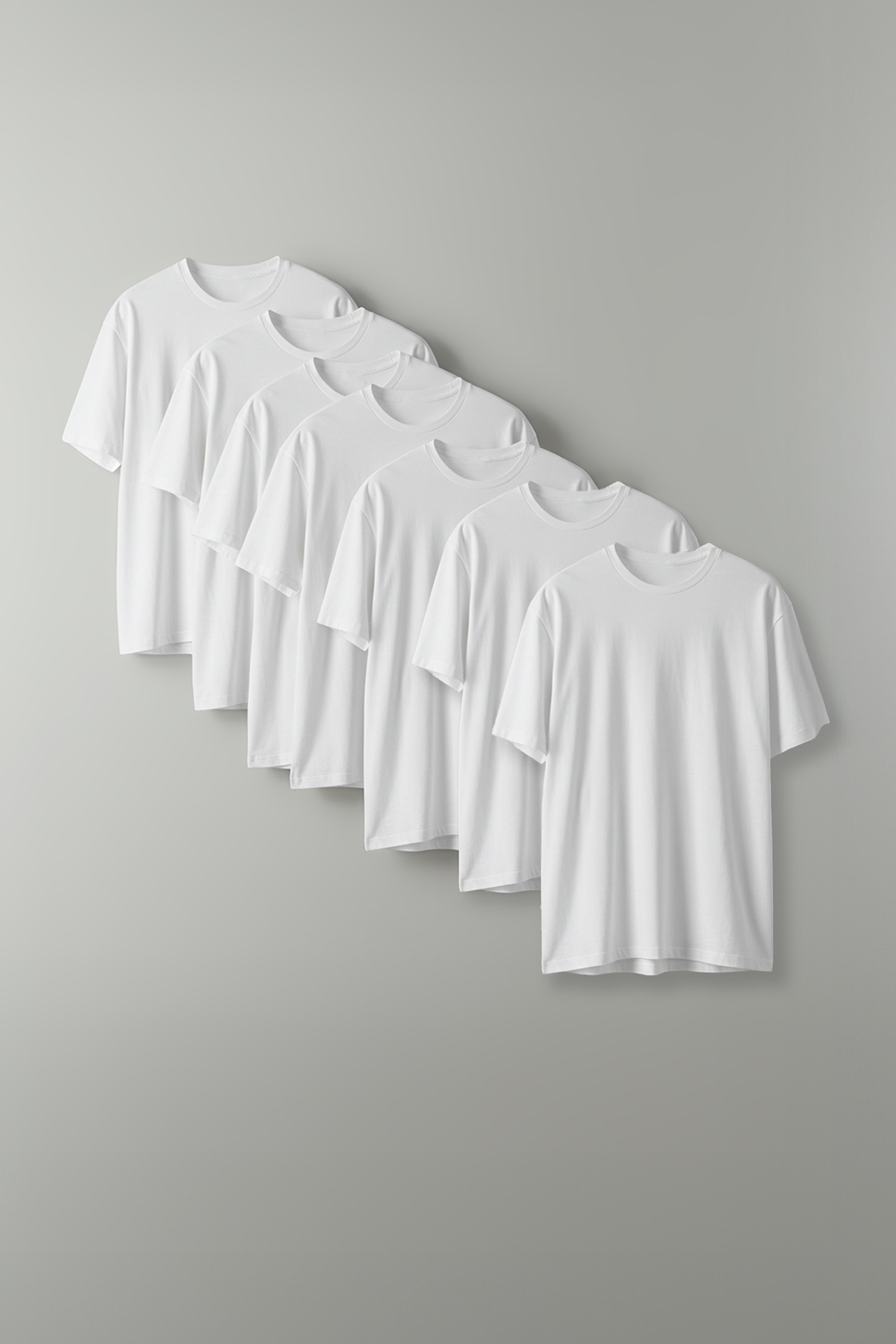 Trendyol Collection Weiße 7er-pack Slim/slim-fit-t-shirts Aus 100 % Baumwolle für Herren - 2XL