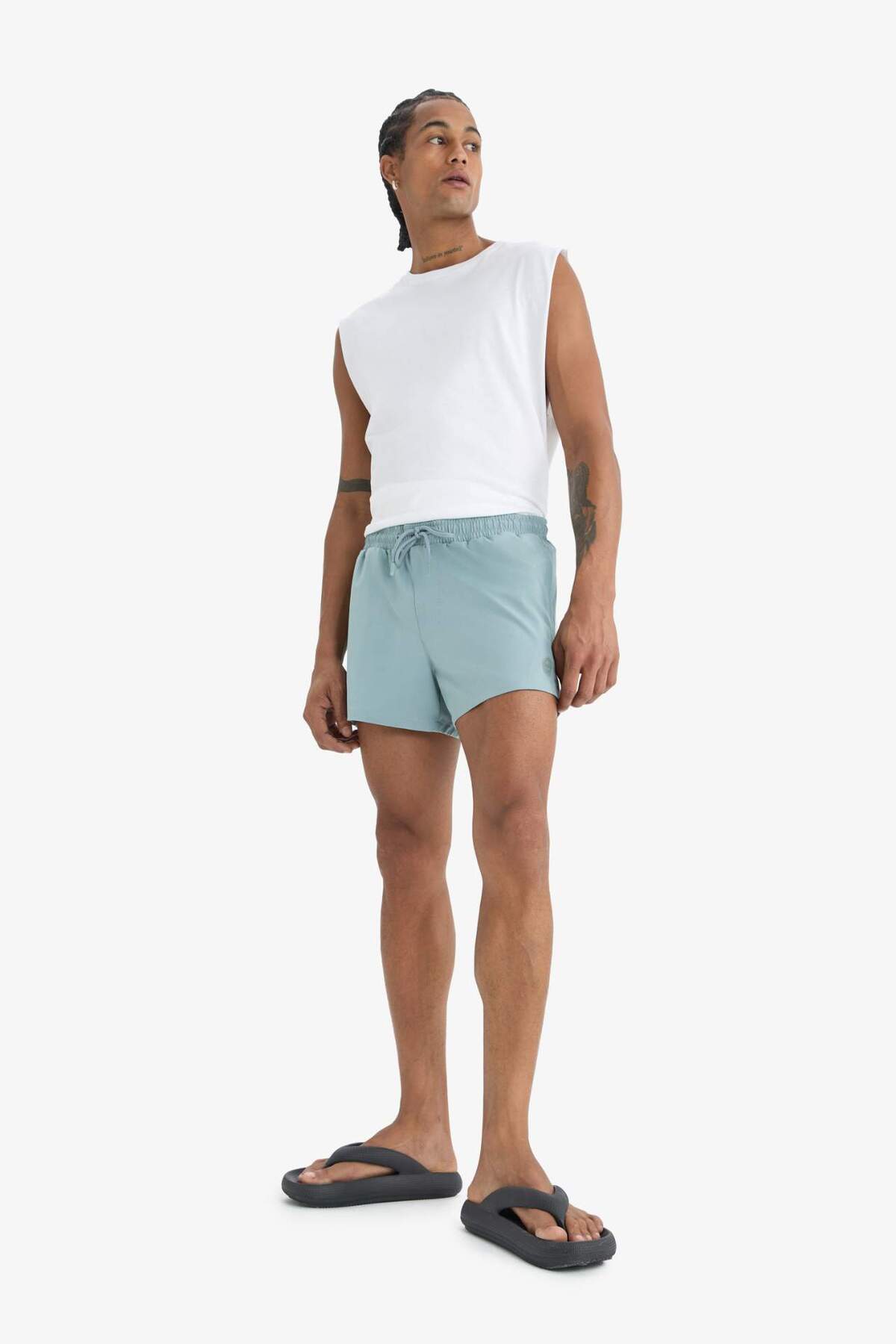 DeFacto Defactofit Andy Bedruckte, Dehnbare, Strukturierte, Kurze Sport-meer-shorts für Herren - M