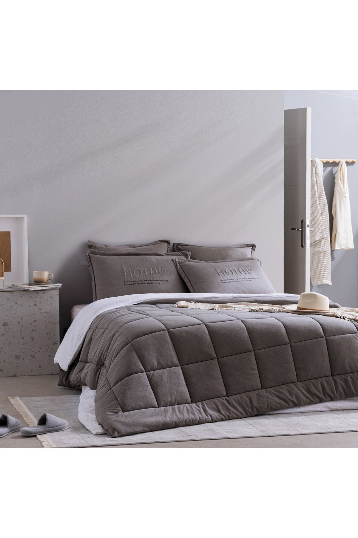 Madame Coco Bobigny Superweiches Bettdecken-set Aus Baumwolle, Kingsize, Anthrazit - One Size