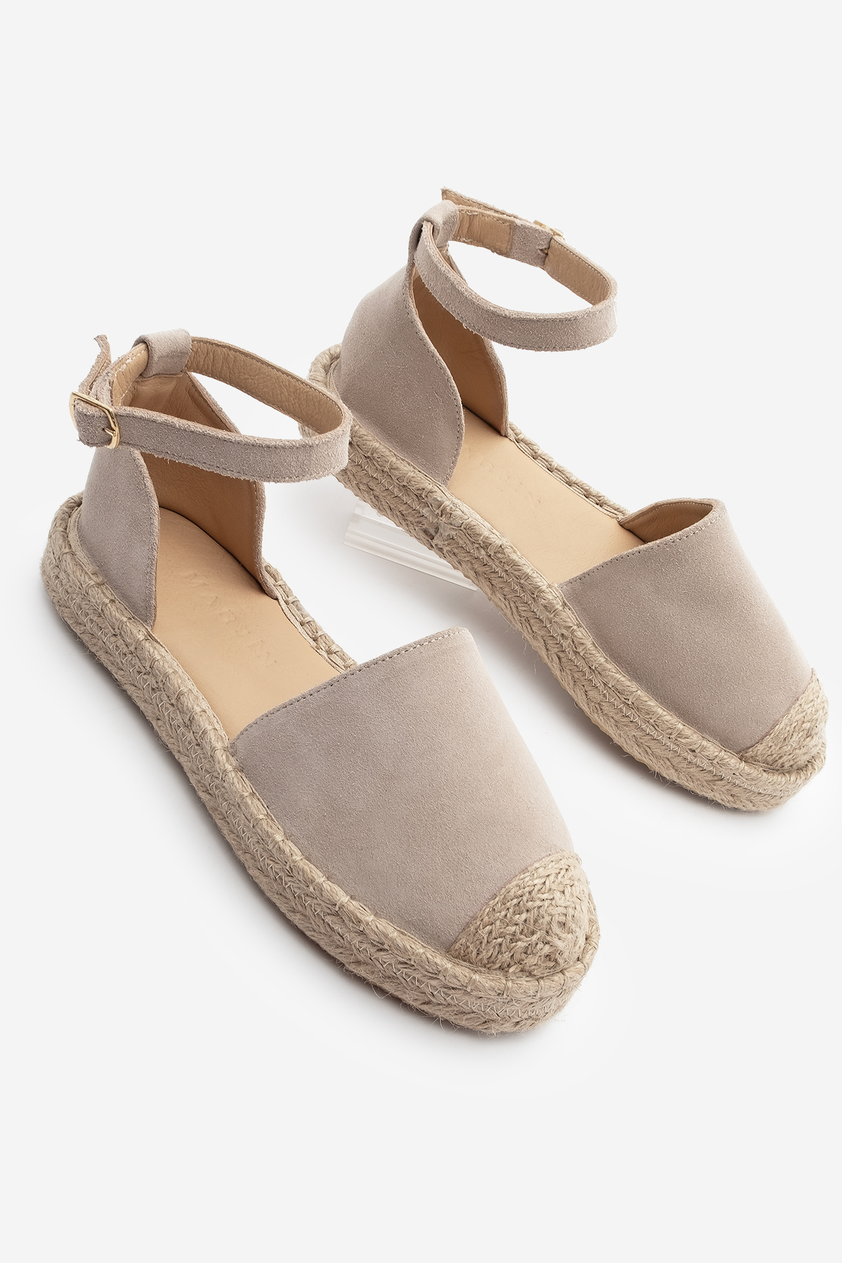 Marjin Sandalen Aus Echtem Leder Mit Knöchelriemen Aus Jute, Espadrille-sandalen, Zoder, Beige Wildleder für Damen - 37