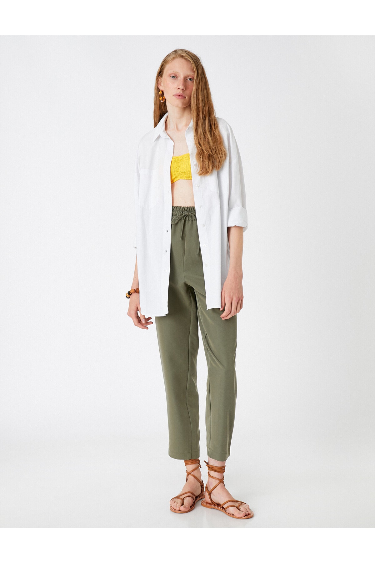 Koton Khaki Bekleidung Bindegürtel, Modal-mix 2sak40072pw für Damen - 42