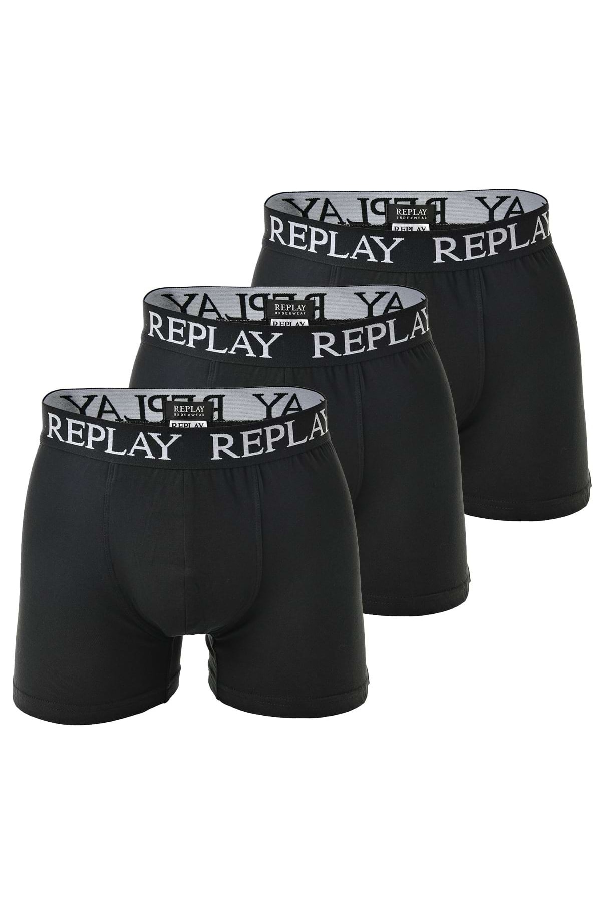 Replay Boxershorts, 3er Pack Unterhosen, Baumwolle, Logo, Einfarbig für Herren - 2XL