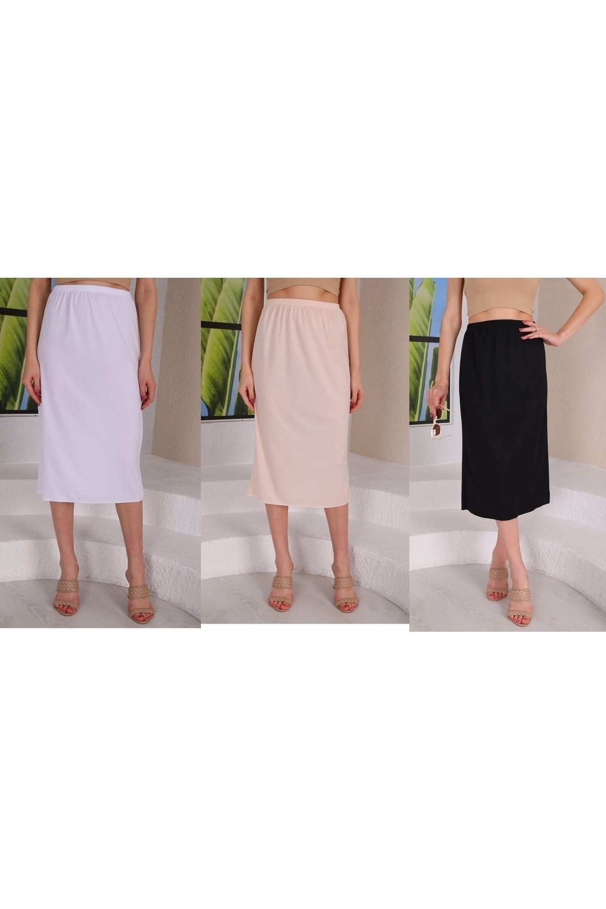 medipek Langes Rockfutter In Voller Länge, Unterrock, Petticoat, Unterwäsche, 3er-set für Damen - S/M