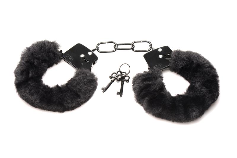 XR Brands - Cuffed In Fur Handschellen - Schwarz