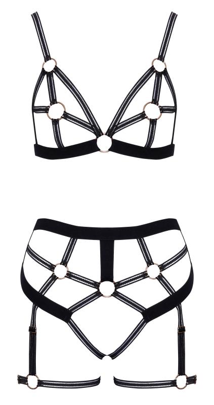 Cottelli LINGERIE – Ouvert Set Bra & Thong – Black