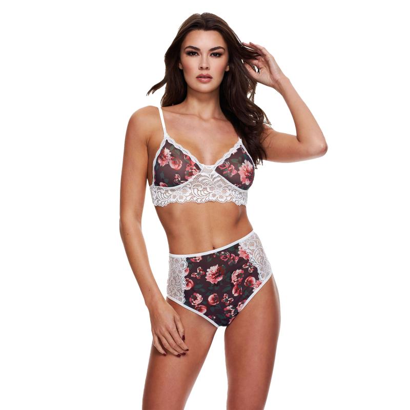 Baci Lingerie – GREY FLORAL & LACE BH-Set – Weiß