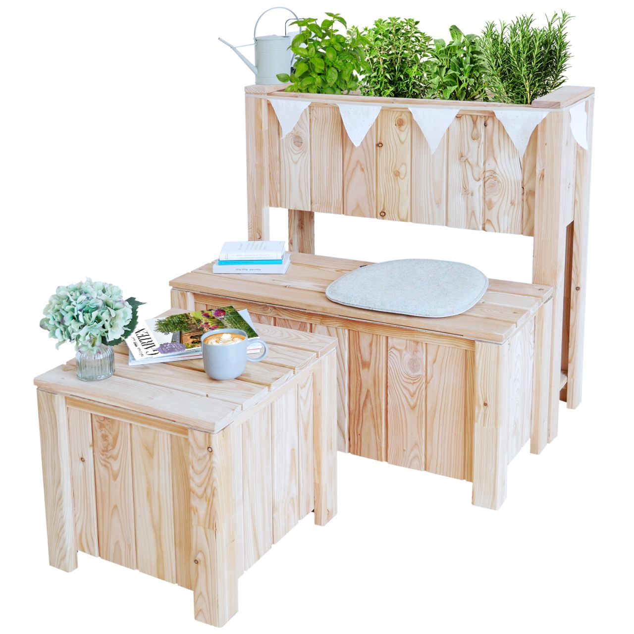 Balkon-Set Sonja komplett (Tisch, Bank, Pflanzkasten) ''