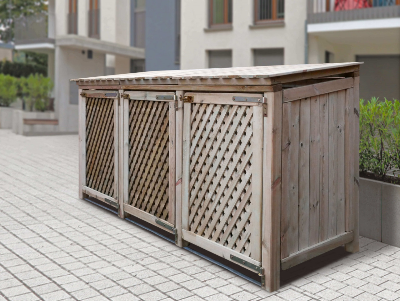 Mülltonnen - Box Baltrum, 240 L kesseldruckimprägniert '3 - er Box 239x90x130/118 cm'