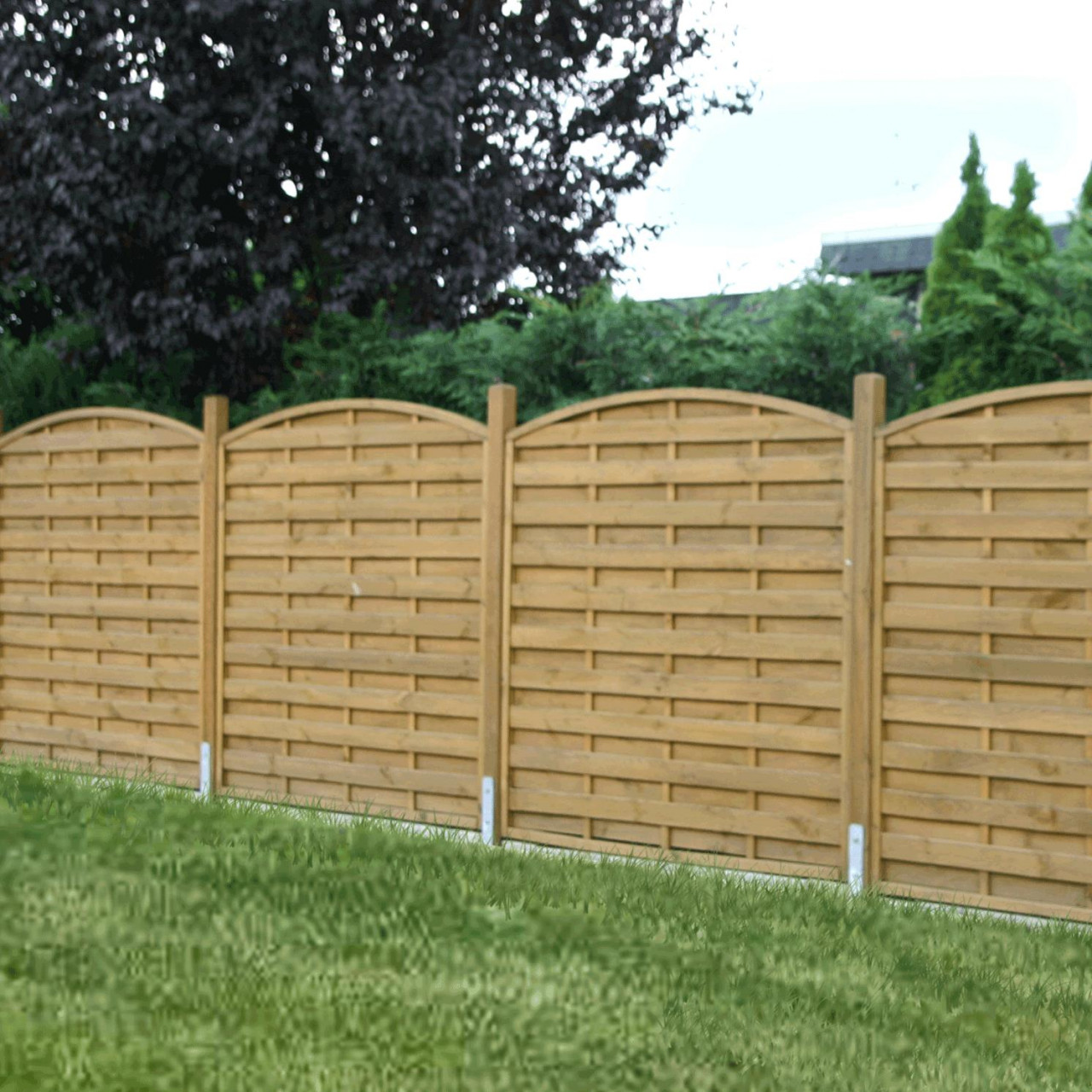 Dichtzaun Classic mit Bogen. 180 x 160/180/160 cm, Fichte kd imprägniert '100 x 160 /180/160 cm - Tor mit PZ Schloß'