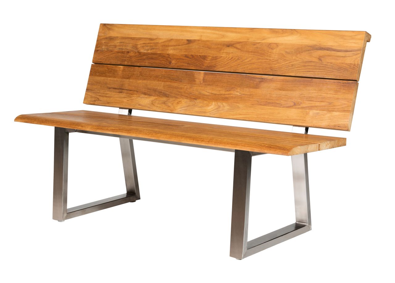 Bank Jura Edelstahl aus recyceltem Teak-Holz '140 cm - Edelstahl beschichtet Dunkelgrau'