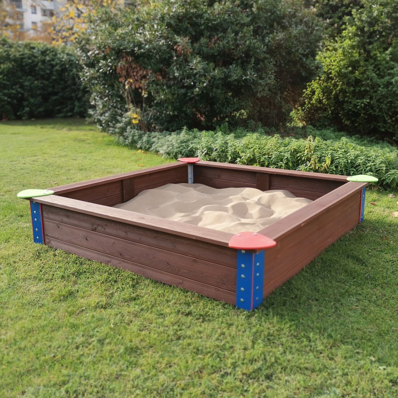 Sandkasten Greta 200 x 200 x 40 cm, bunt 'Premium - Sitzbretter aus HDPE'