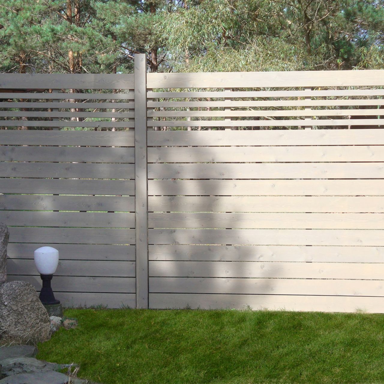 Design-Zaun Nero, Fichte grau lasiert '90 x 180 cm Leisten Zwischenelement'