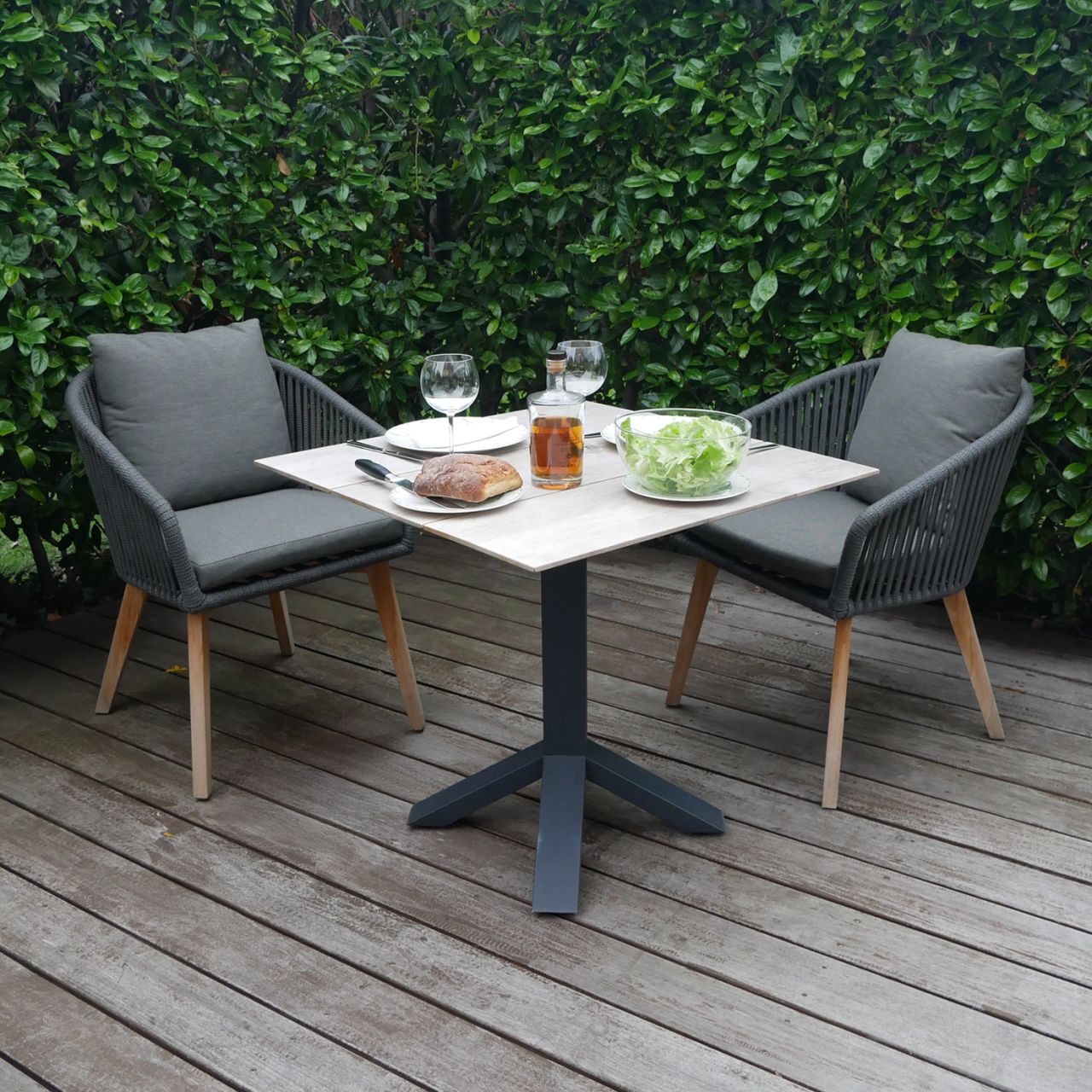 Merlot Teak Gartenmöbel-SET, Tischplatte wählbar '410717, 410718, 411003'