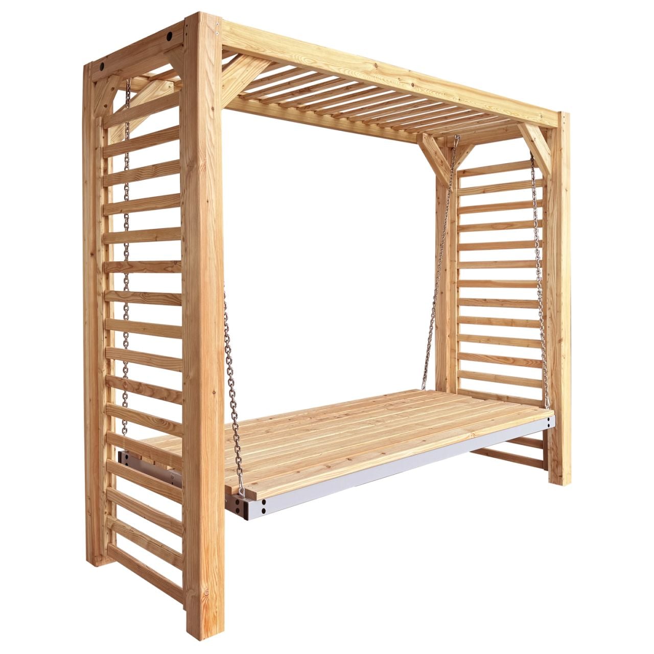 Pergola-Schaukel mit Liegefunktion 220 x 80 x 198 cm, Lärche, naturbelassen 'Pergola mit Sitzauflage'