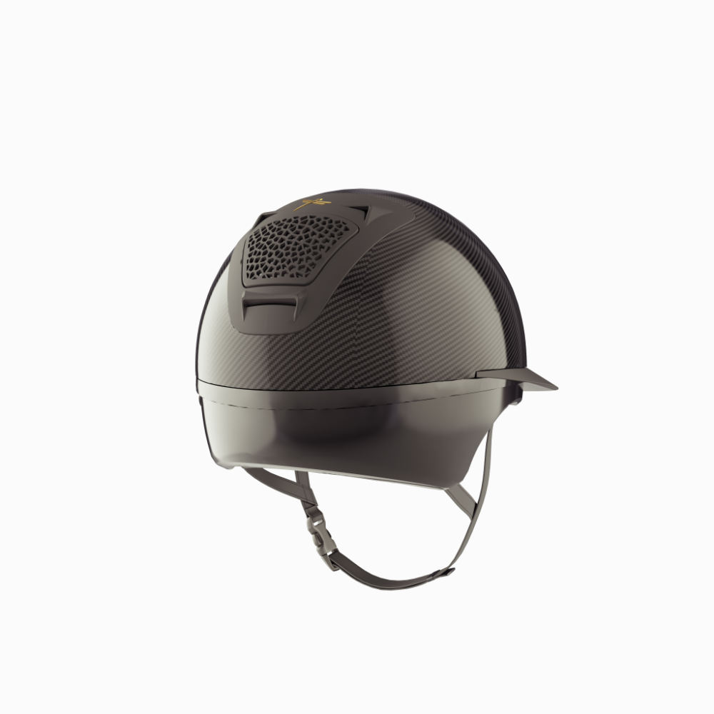 Freejump Vorono Reithelm Carbon schwarzgloss mit breitem Visier in Matt, ohne Schläfenschutz