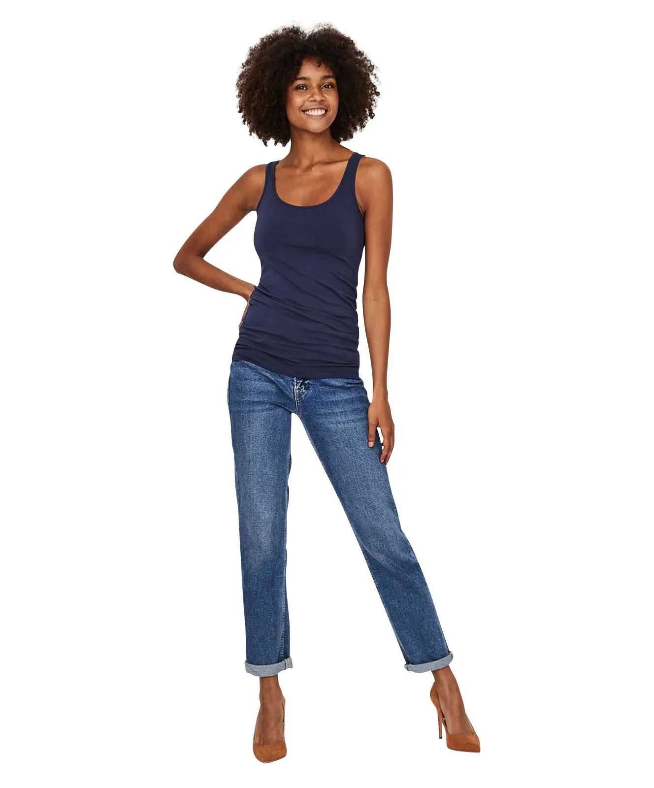 Vero Moda Top Maxi Long Tank Top in Black Ires