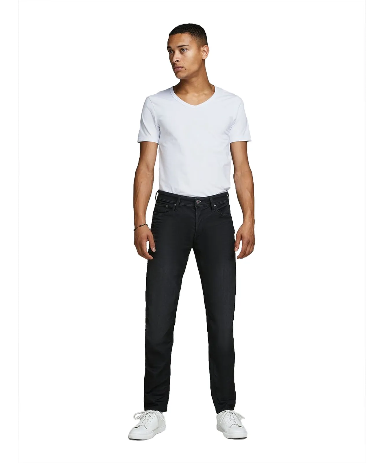 Jack & Jones T-Shirt Basic V-Neck in Opt White