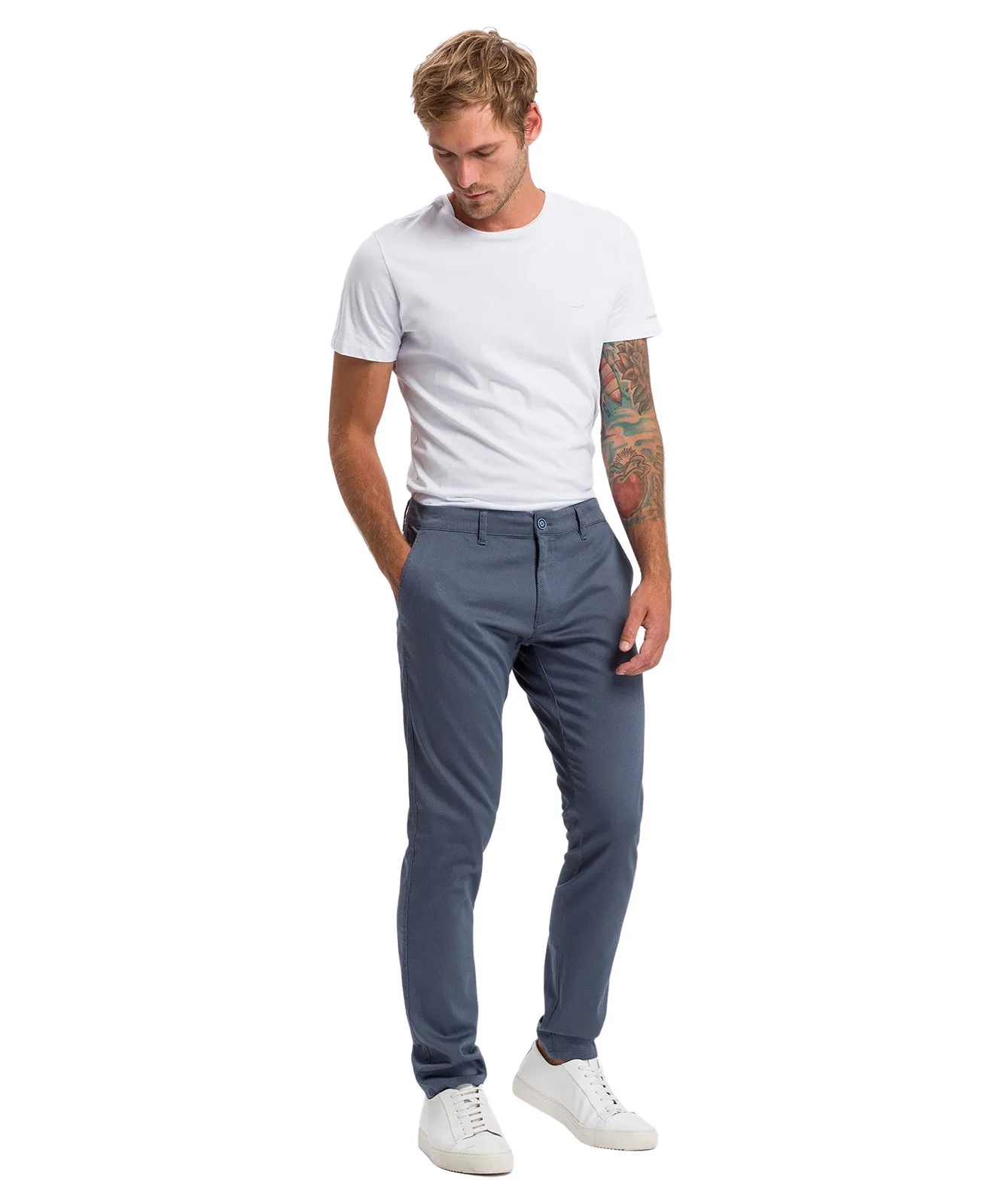 Cross Chino Hose Chino Pants in Blue Structured