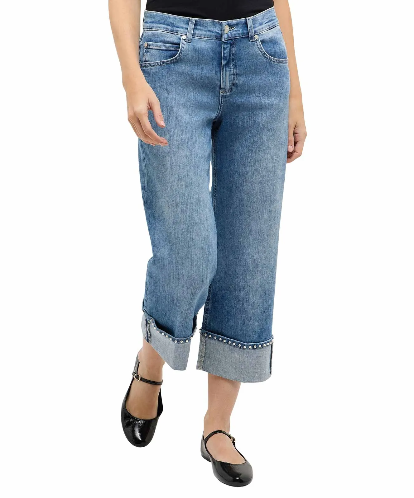 Angels Linn Cool Culotte Jeans mit Perlen-Saum