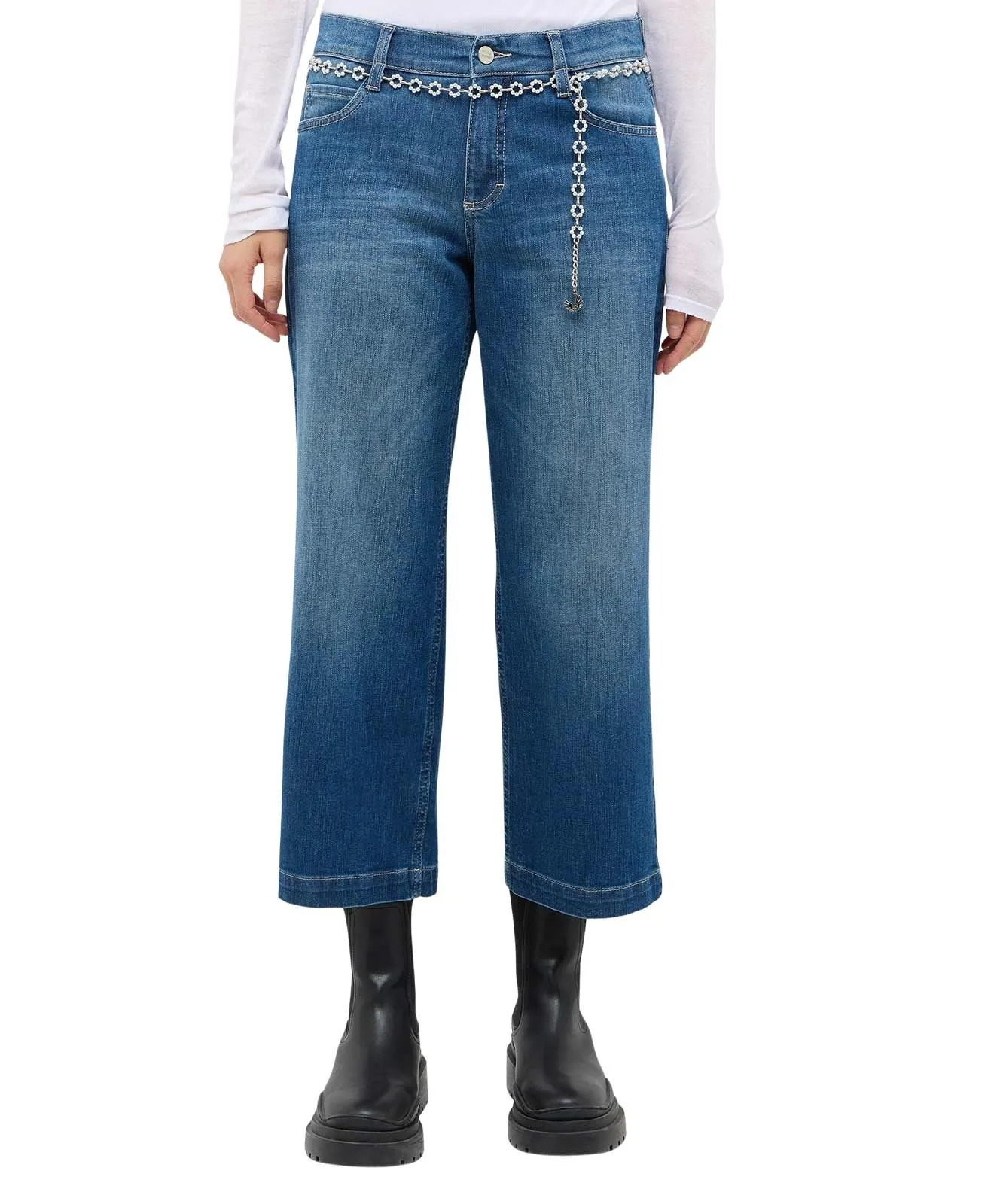 Angels Linn Jeans City Belt Culotte in Mittelblau