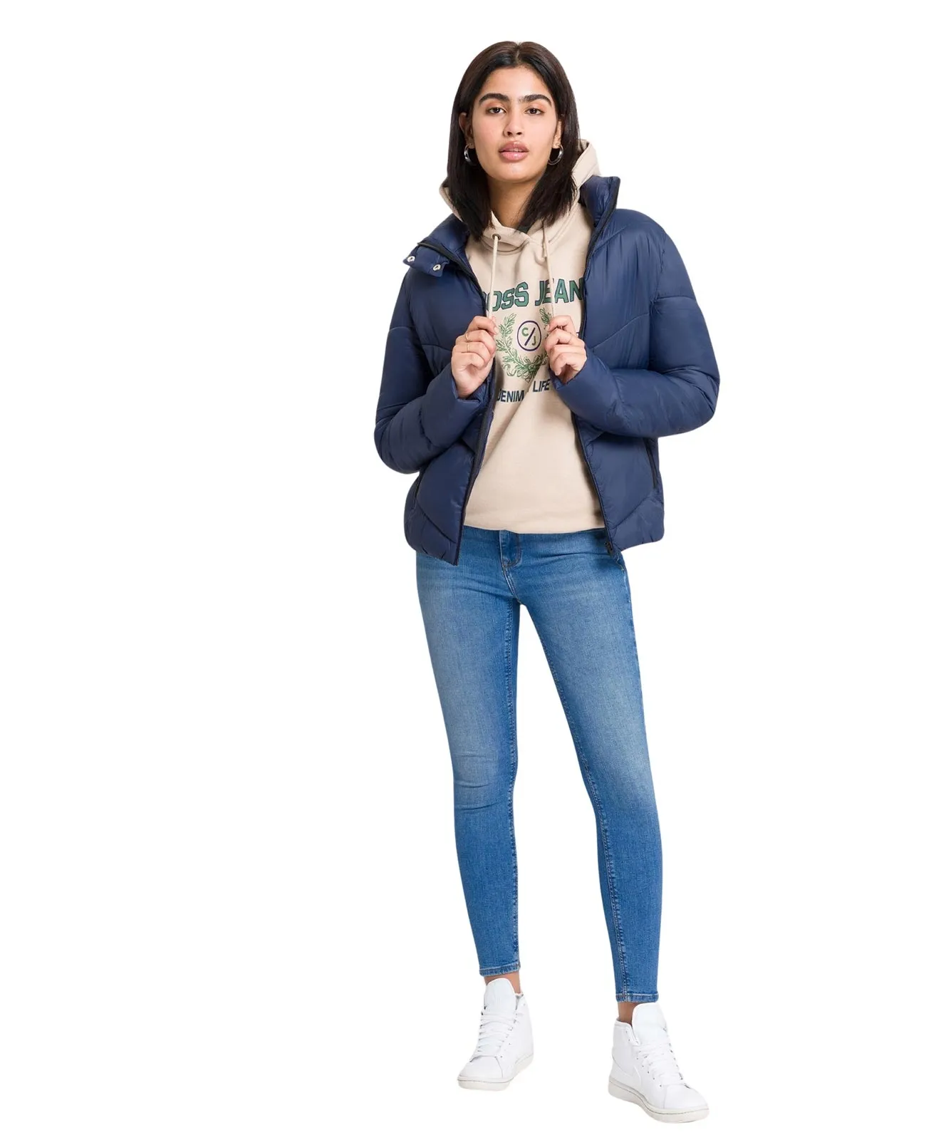 Cross Ankle Jeans Giselle in Dark Mid Blue