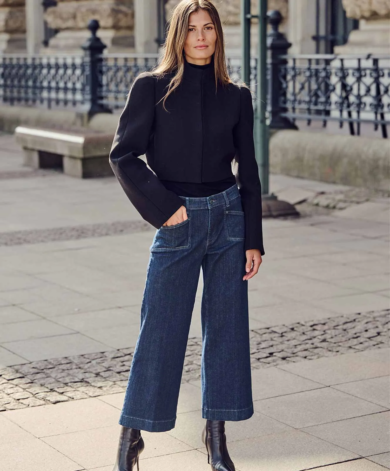 Mac Dream Culotte Pocket Jeans in Rinse-Waschung