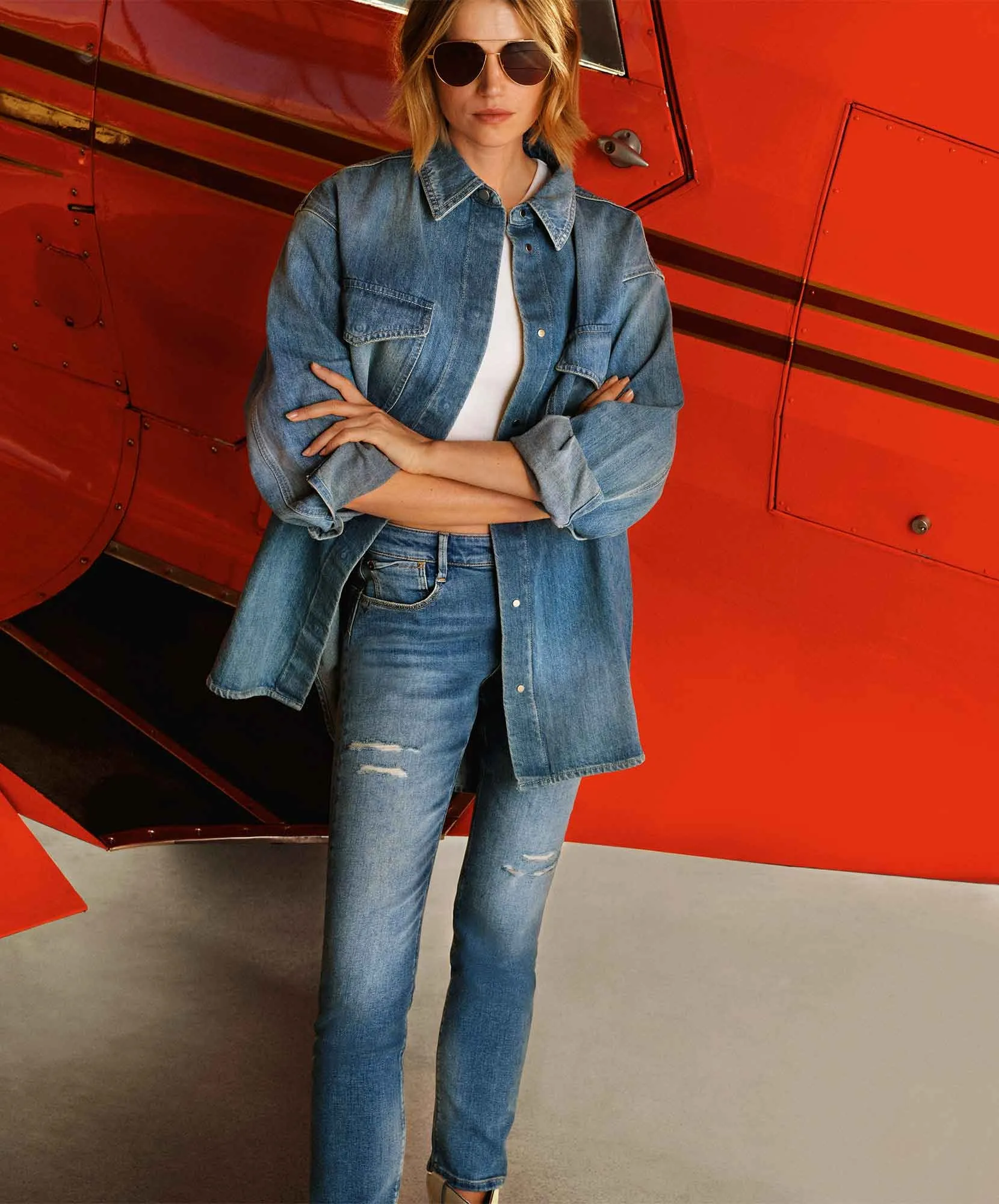 MAC Slim Fit Jeans California Slim in Destroyed Used Wash