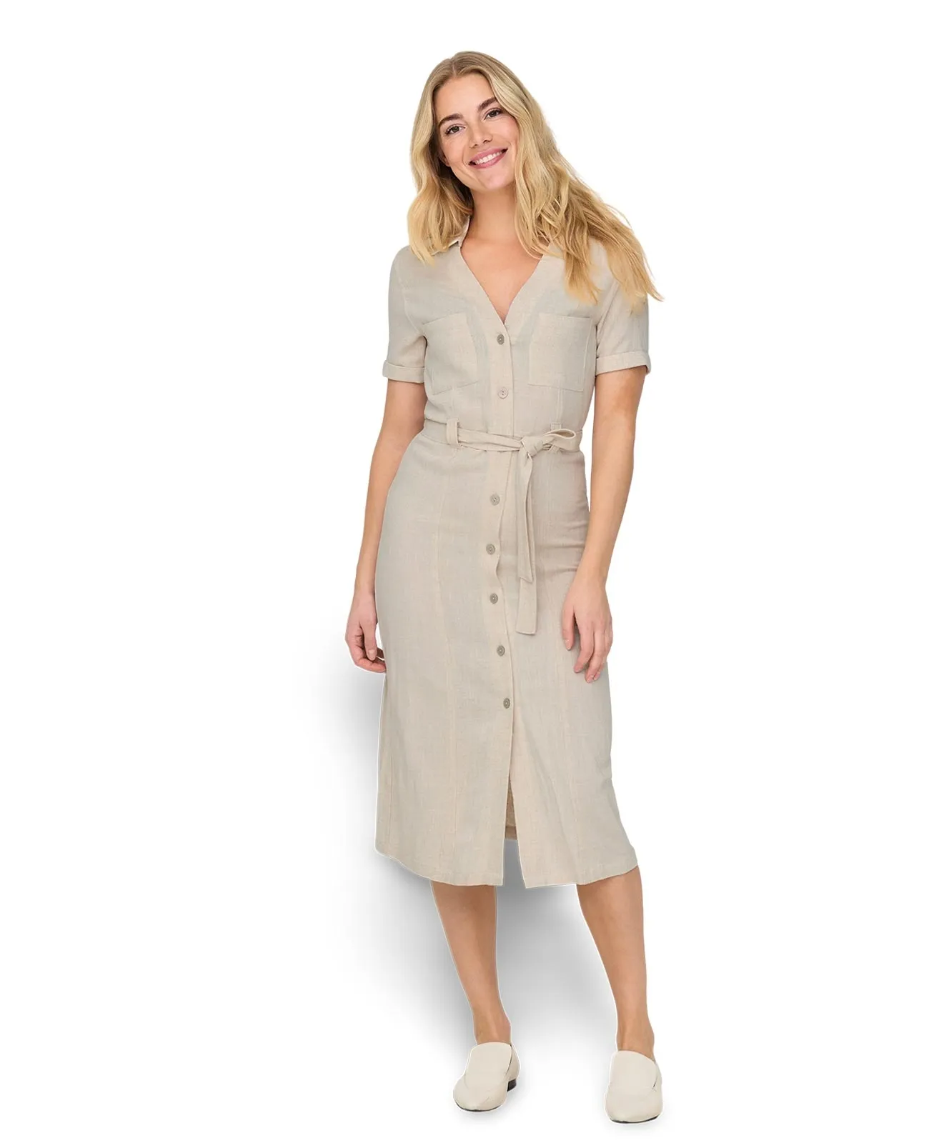 ONLY Maxikleid Siesta mit Kragen und Brusttaschen