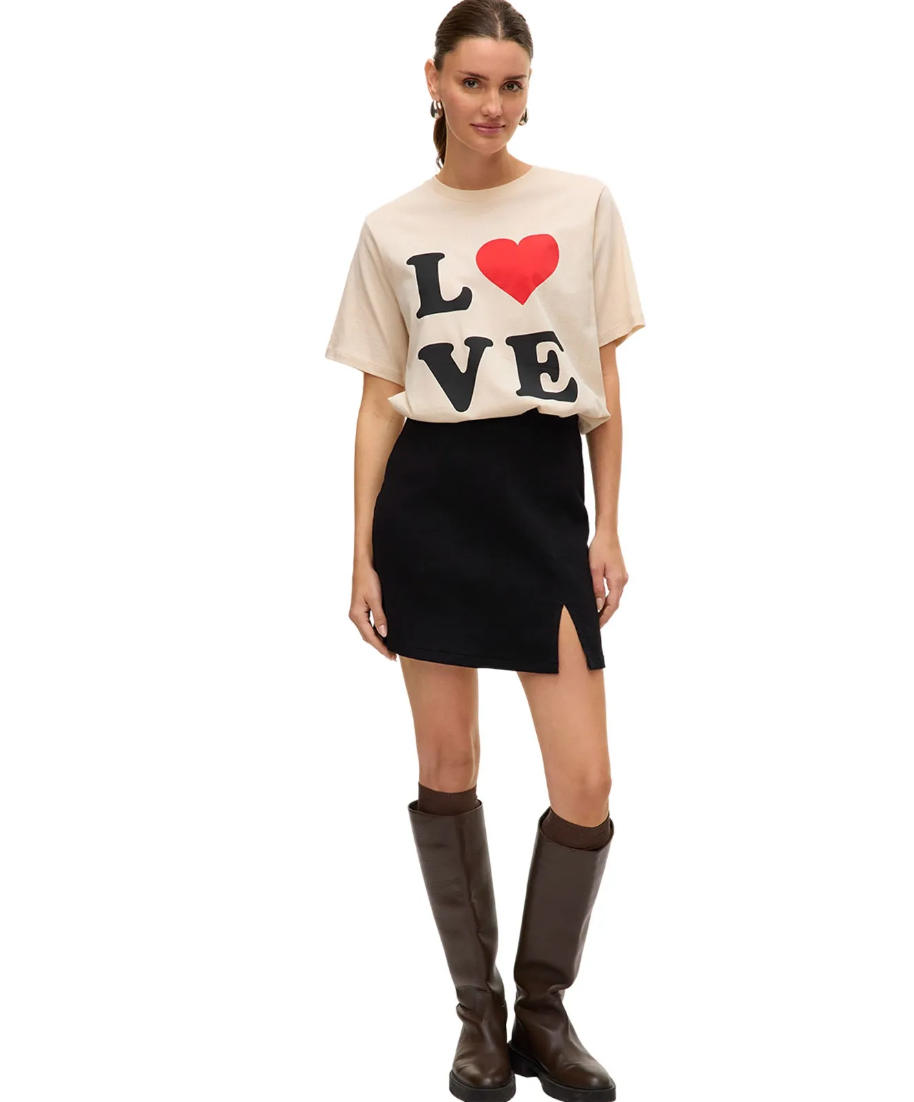 VERO MODA Mini-Jeansrock in Schwarz mit hohem Bund