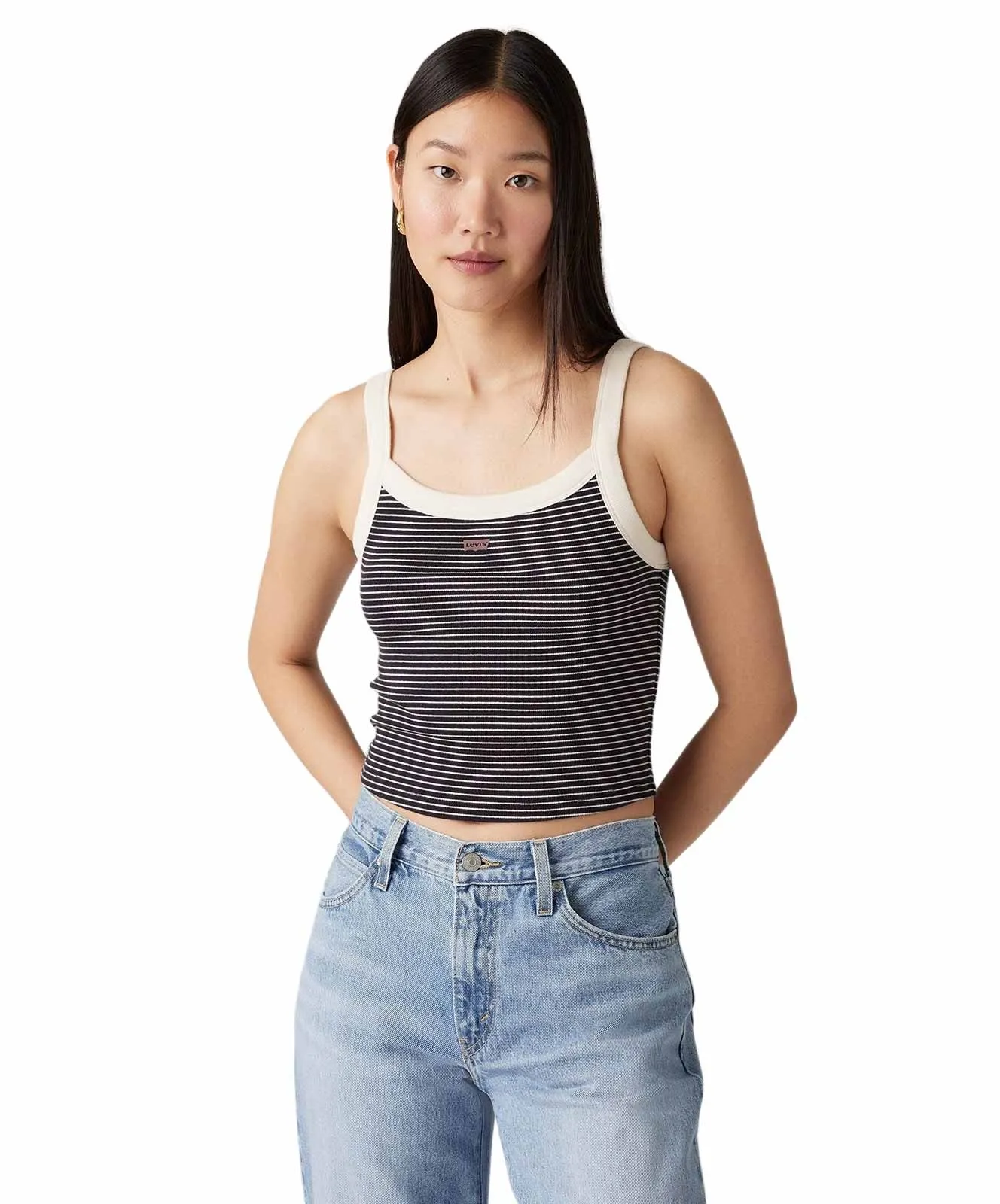 Levis Top Sporty Rib Tank Top in Annalise Stripe Navy Blazer