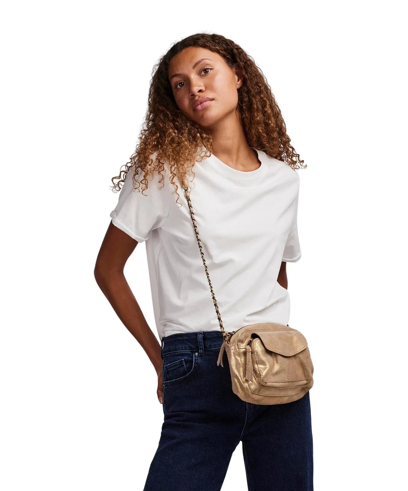 Pieces Umhängetasche Damen in Gold Colour