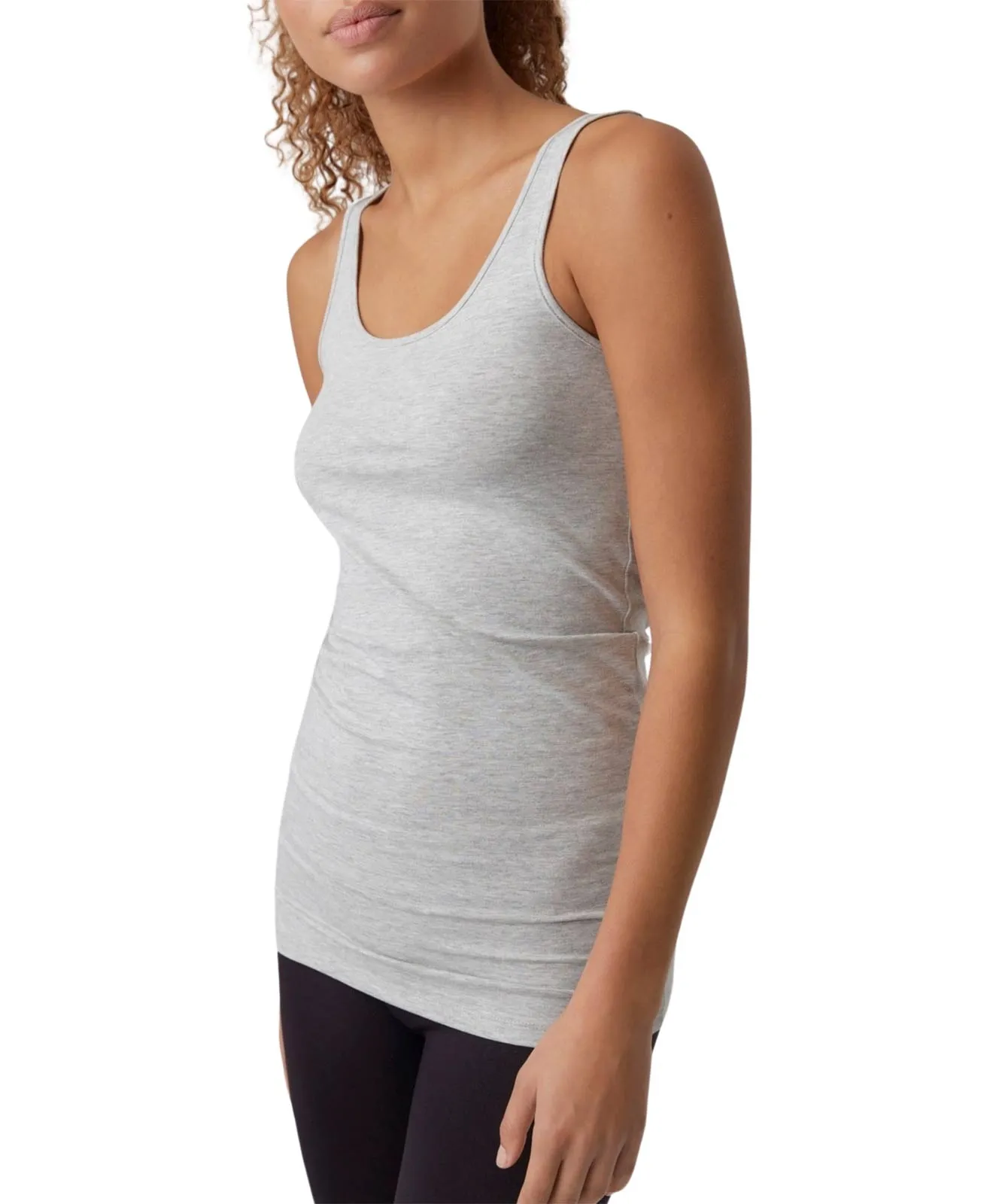 Vero Moda Top Maxi Long Tank Top in Light Grey Melange