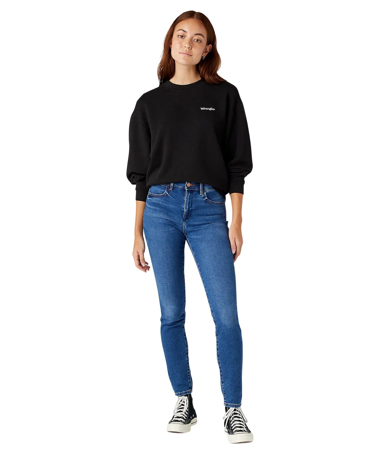 Wrangler High Waisted Jeans High Rise Skinny in Camellia