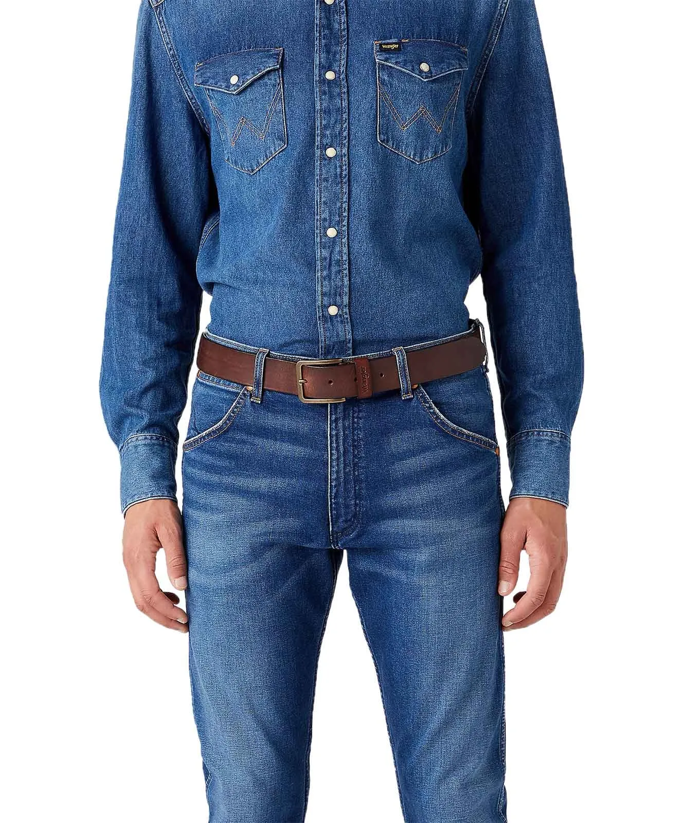 Wrangler Ledergürtel Structured Belt in Brown