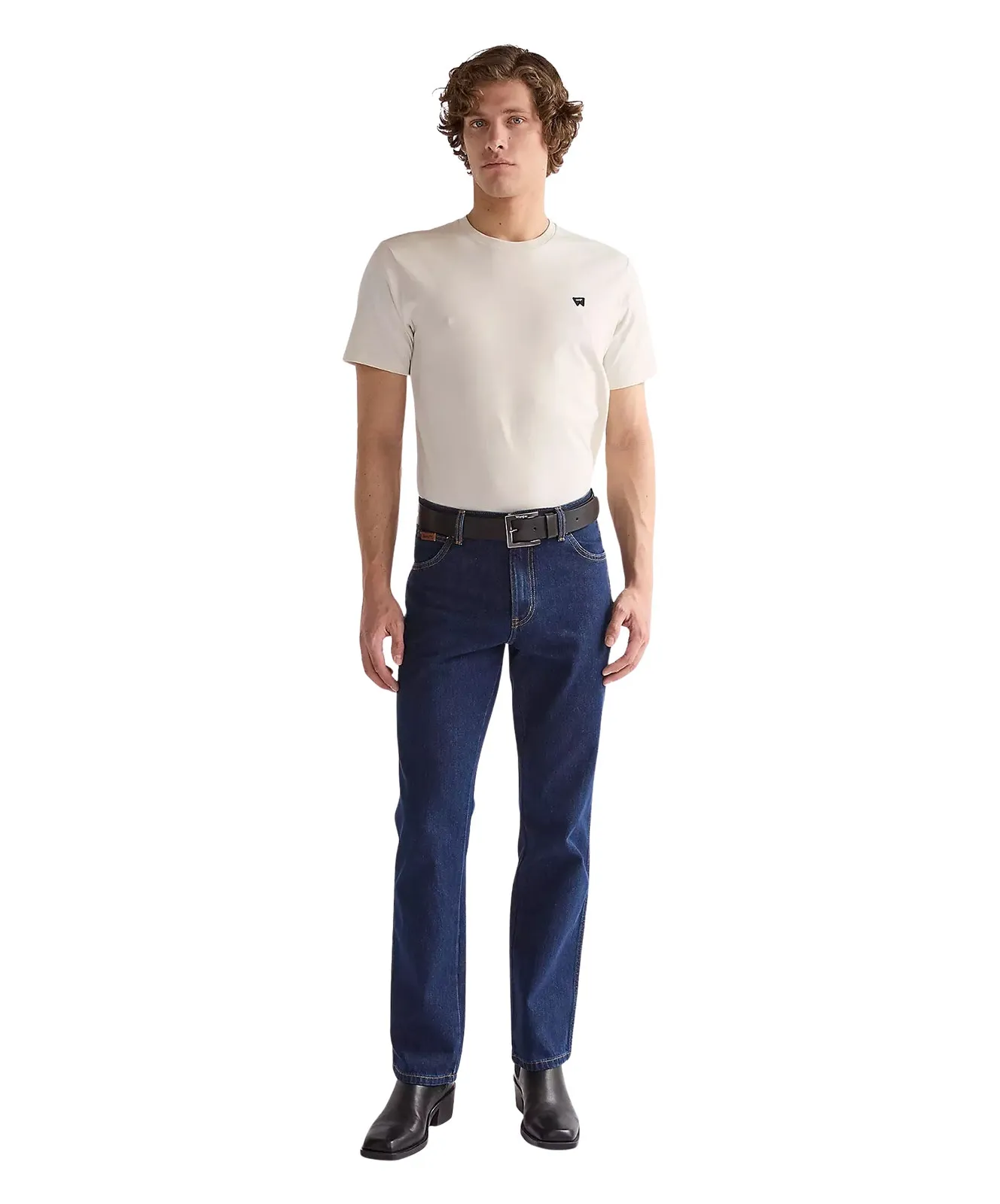 Wrangler Ledergürtel Kabel Buckle Belt in Black
