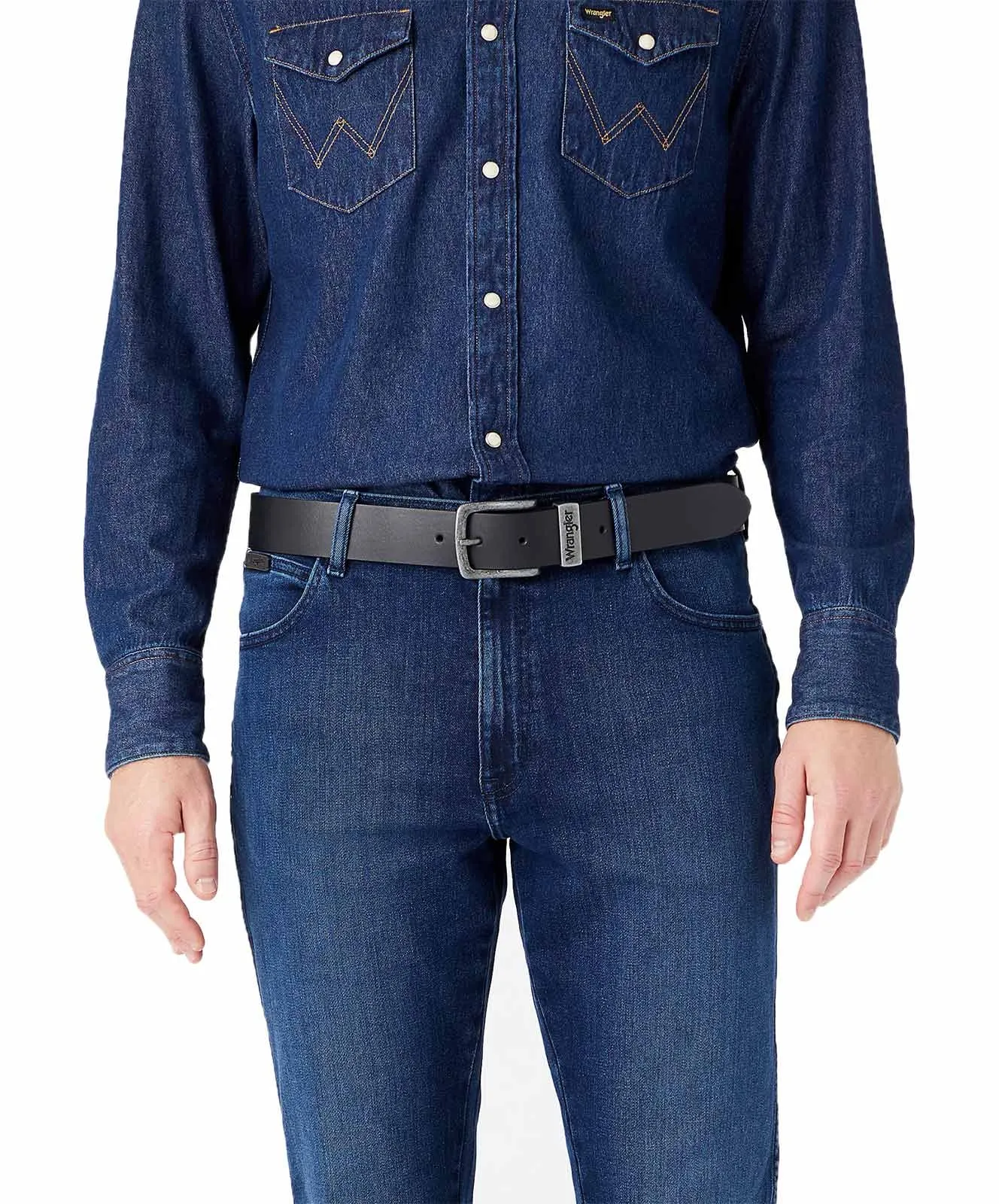 Wrangler Ledergürtel Metal Loop Belt in Black