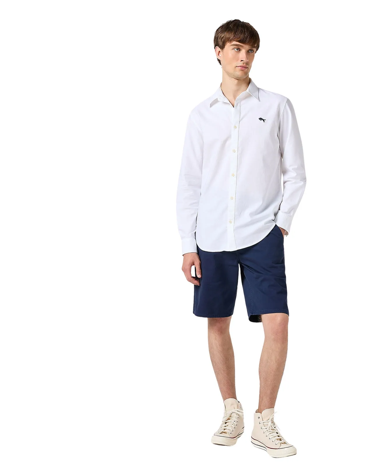 Wrangler Businesshemd Long Sleeve 1 Pocket Shirt in White Oxford