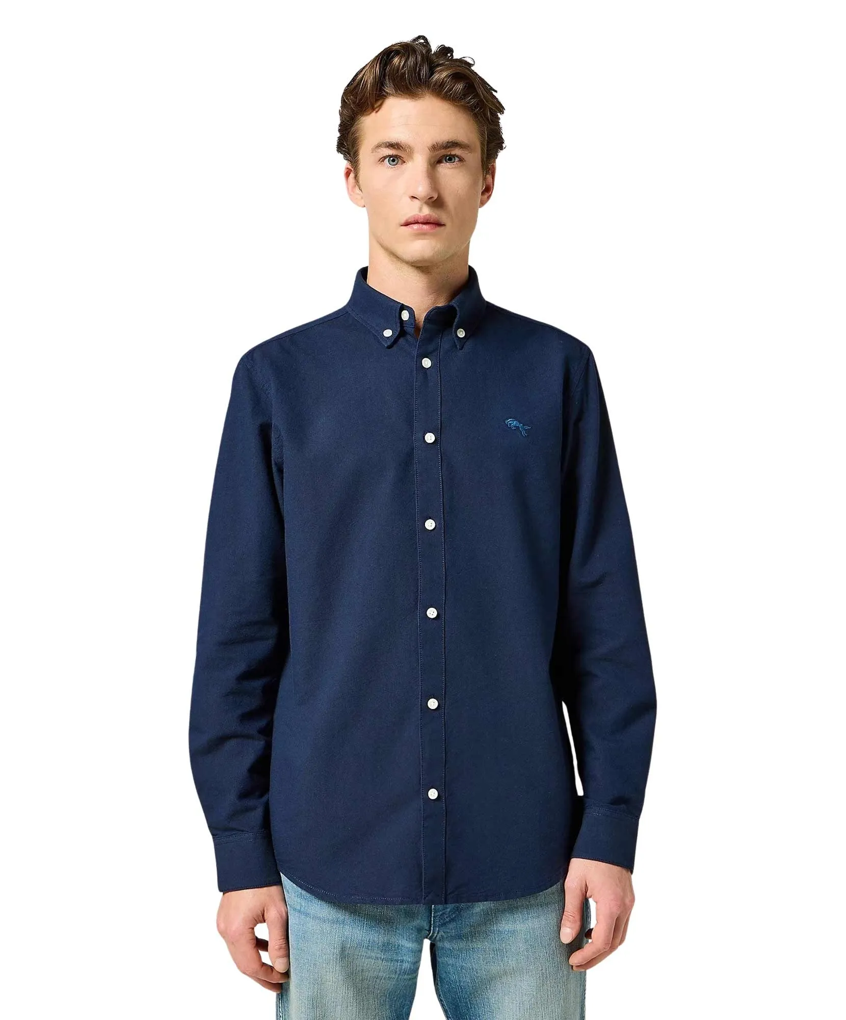 Wrangler Businesshemd Oxford Shirt in Dark Navy