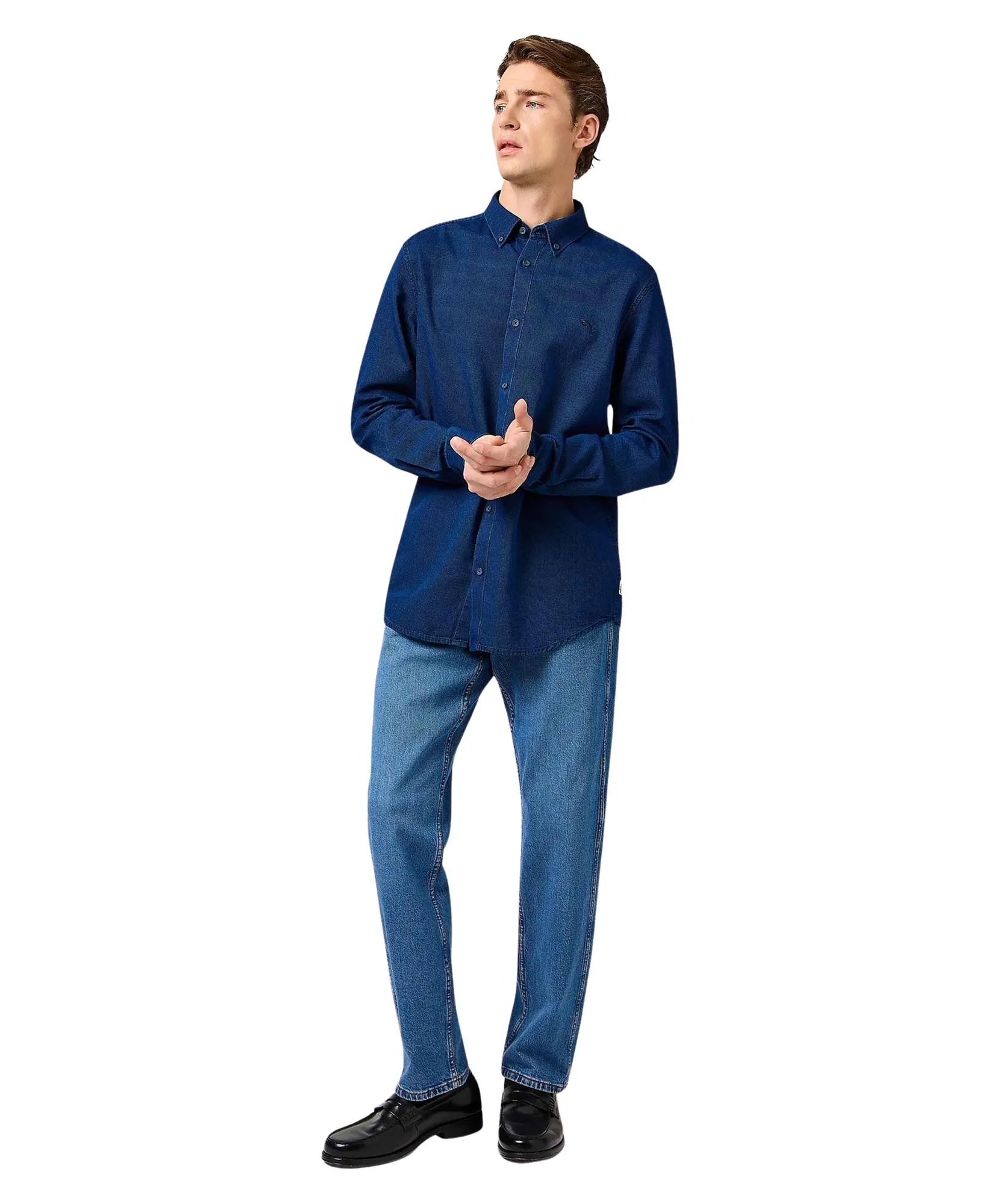 Wrangler Businesshemd Oxford Shirt in Indigo Oxford