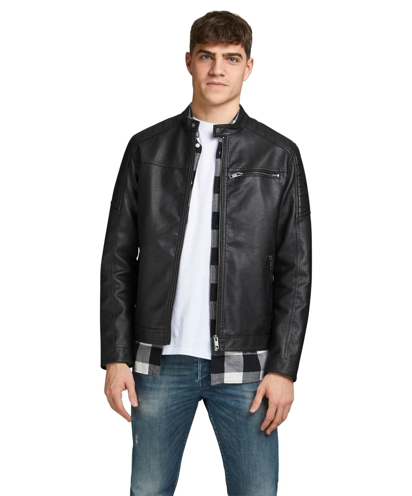 Jack & Jones Lederjacke Rocky in Black