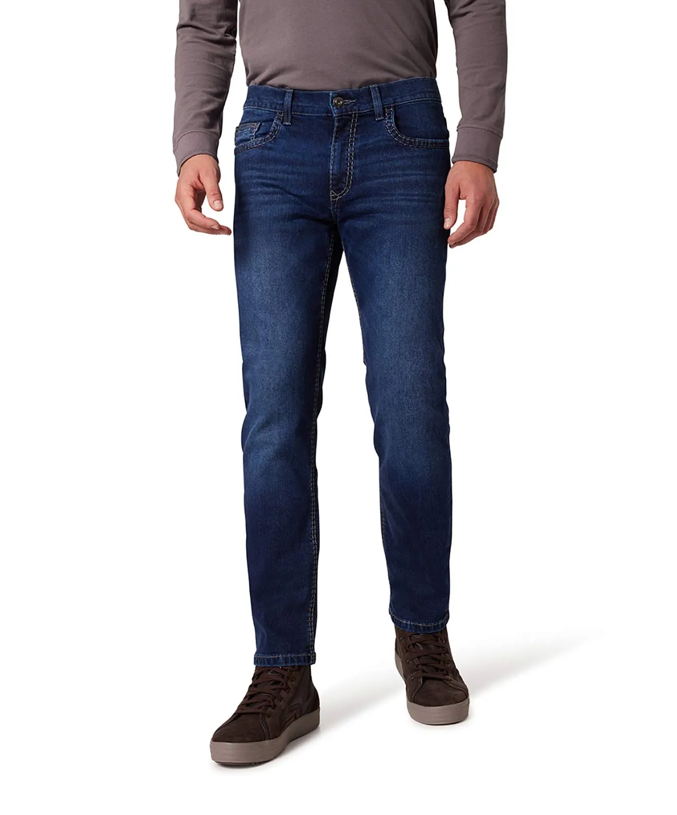 Pioneer Straight Jeans Rando 1654 Megflex in Blue/Black Used Whisker
