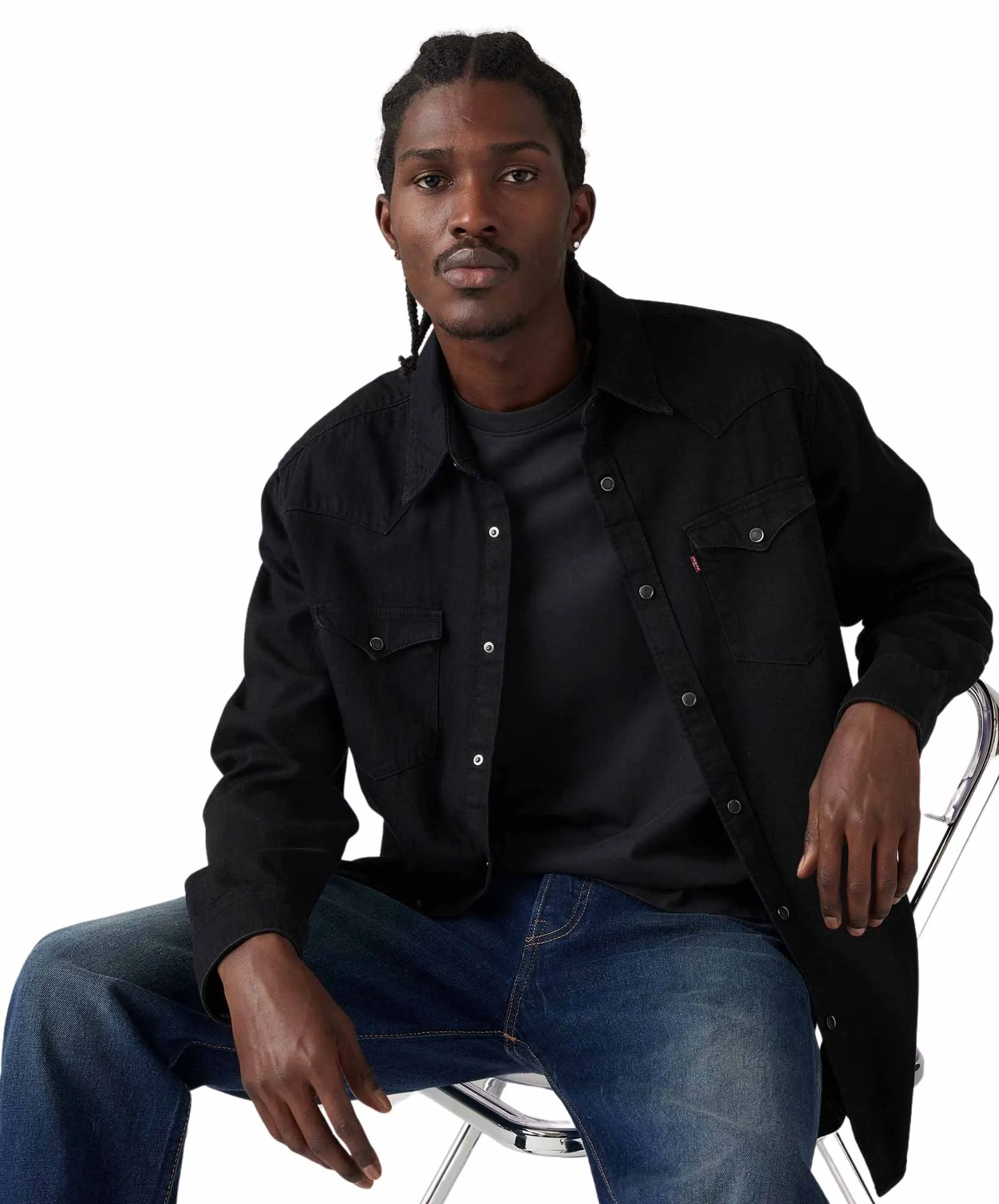 Levis Jeanshemd Barstow Western in Black Denim