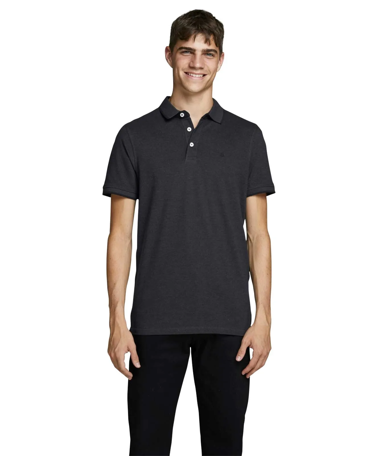 Jack & Jones Poloshirt Epaulos in Dark Grey Melange