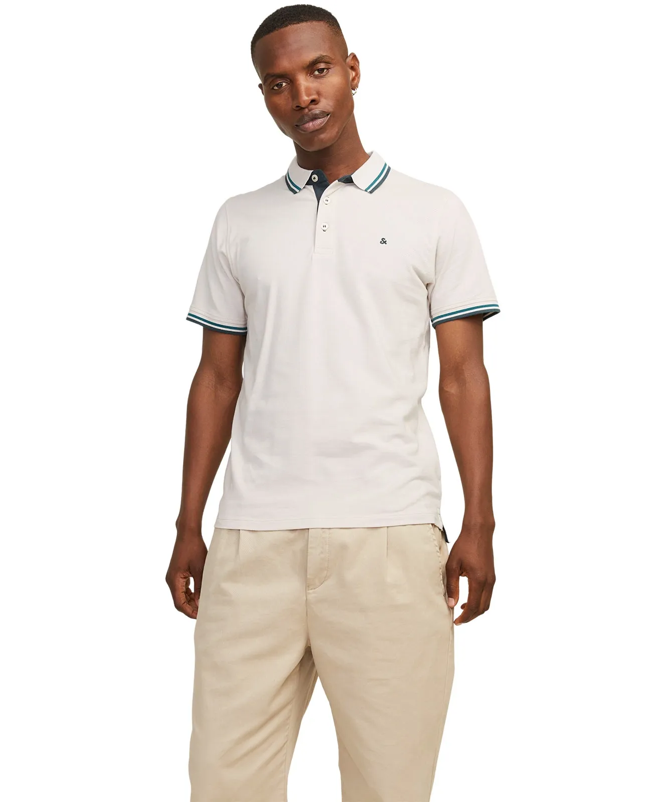 Jack & Jones Poloshirt Epaulos in Moonbeam
