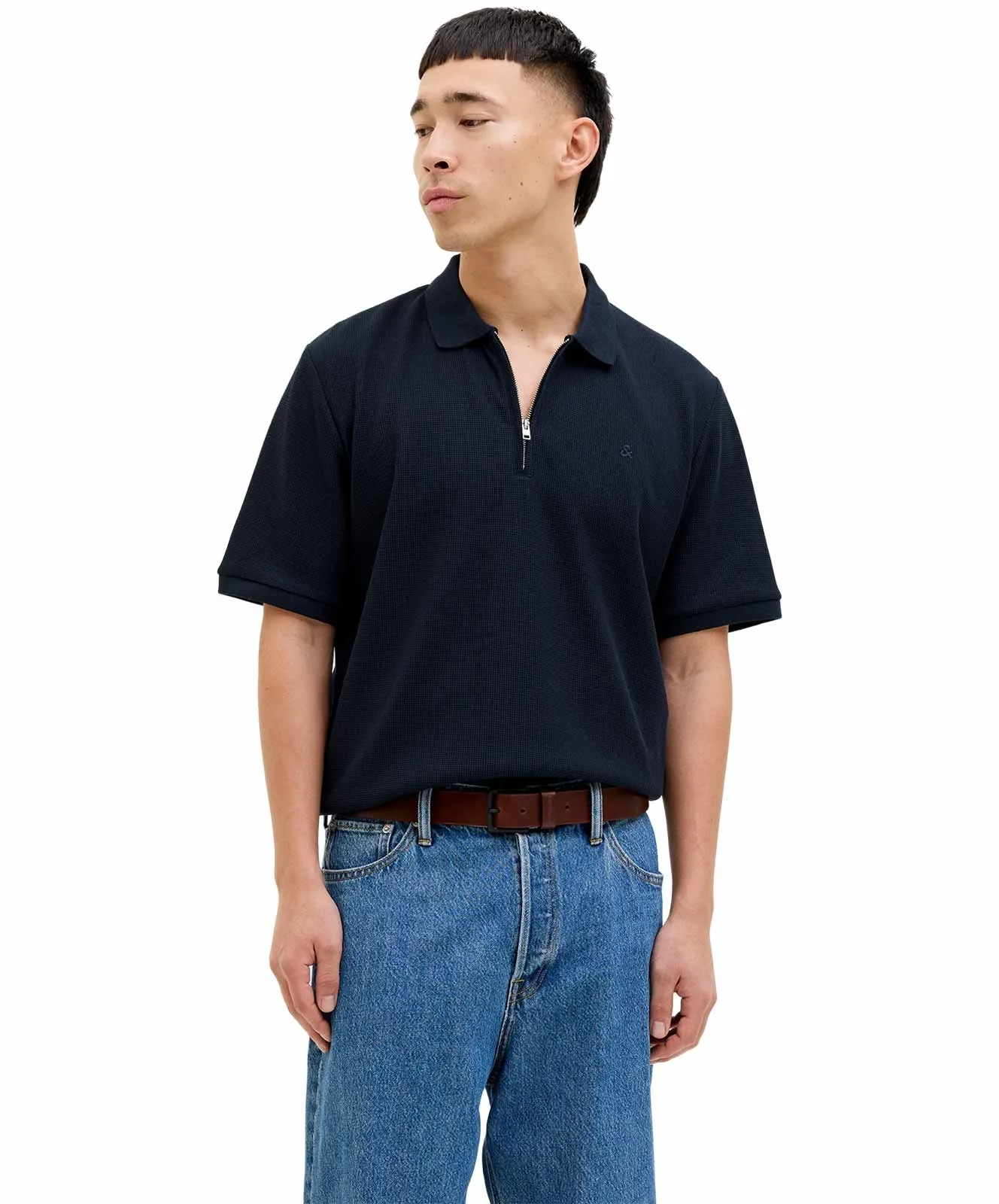 Jack & Jones Poloshirt Austin Zip in Navy Blazer Classic